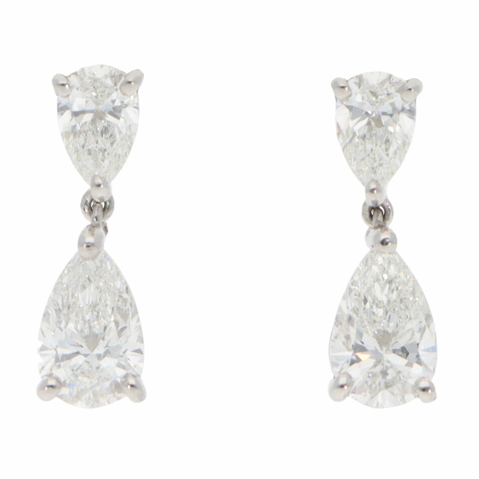 Contemporary 2.04ct Diamond Drop Earrings in Platinum