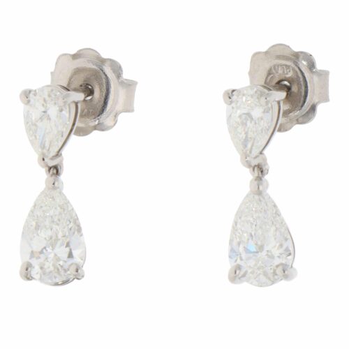 Contemporary 2.04ct Diamond Drop Earrings in Platinum