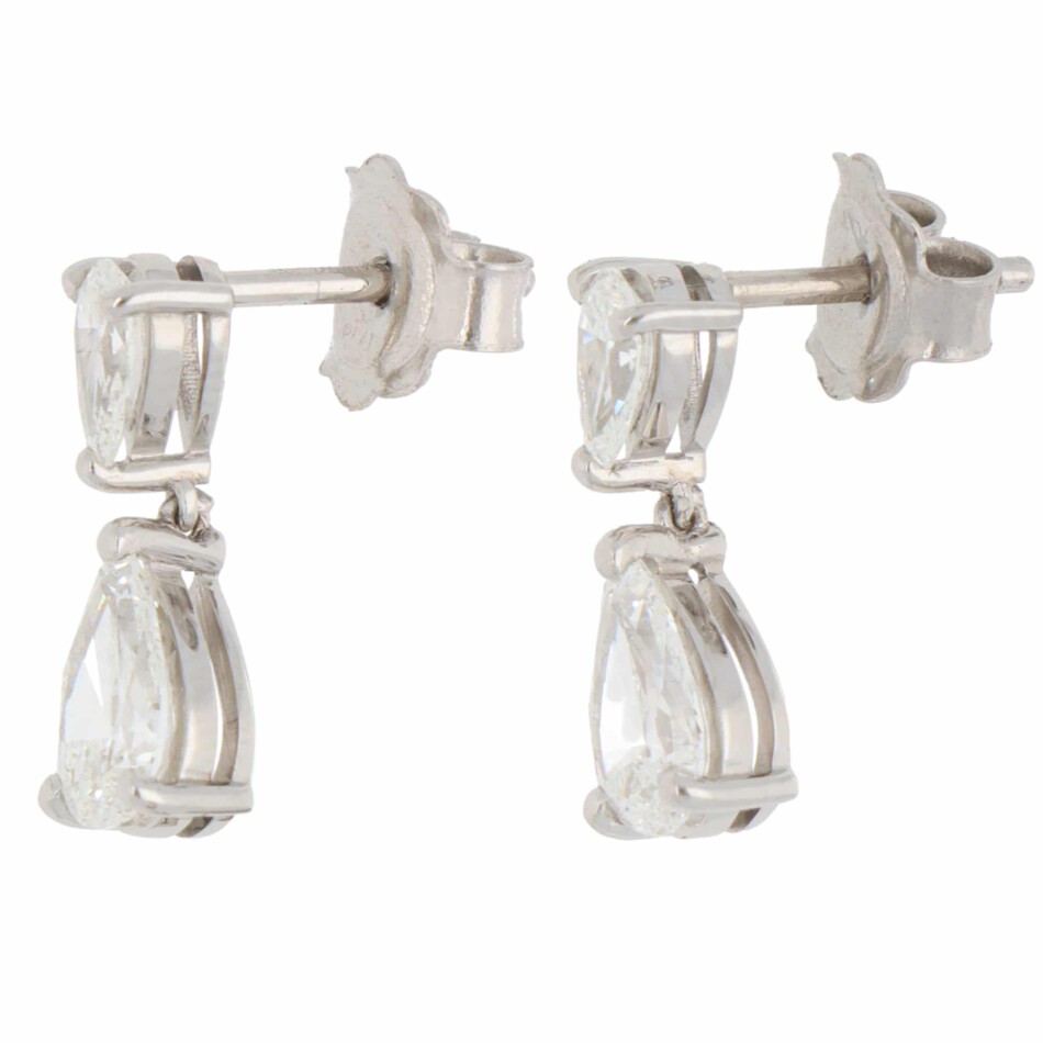 Contemporary 2.04ct Diamond Drop Earrings in Platinum