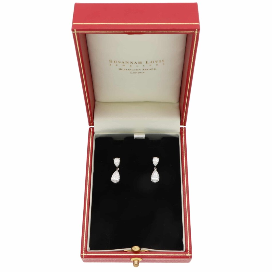 Contemporary 2.04ct Diamond Drop Earrings in Platinum