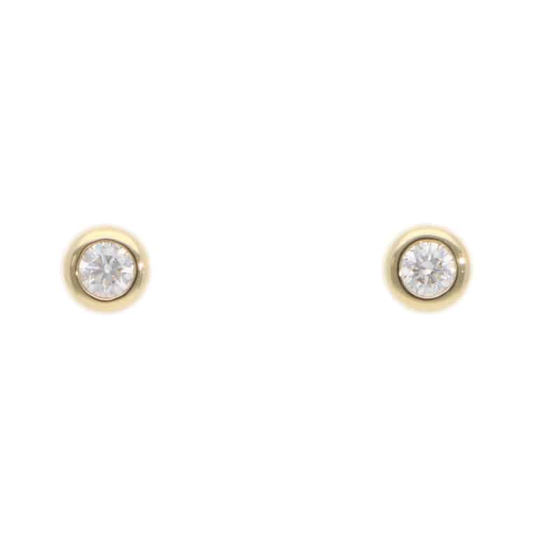 Contemporary Diamond Stud Earrings in Yellow Gold