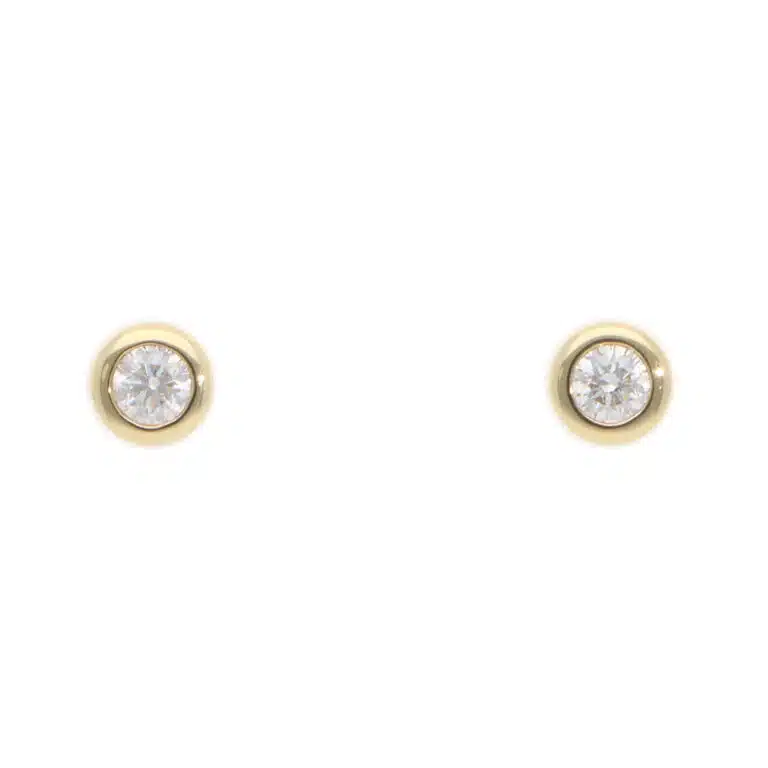 Contemporary Diamond Stud Earrings in Yellow Gold