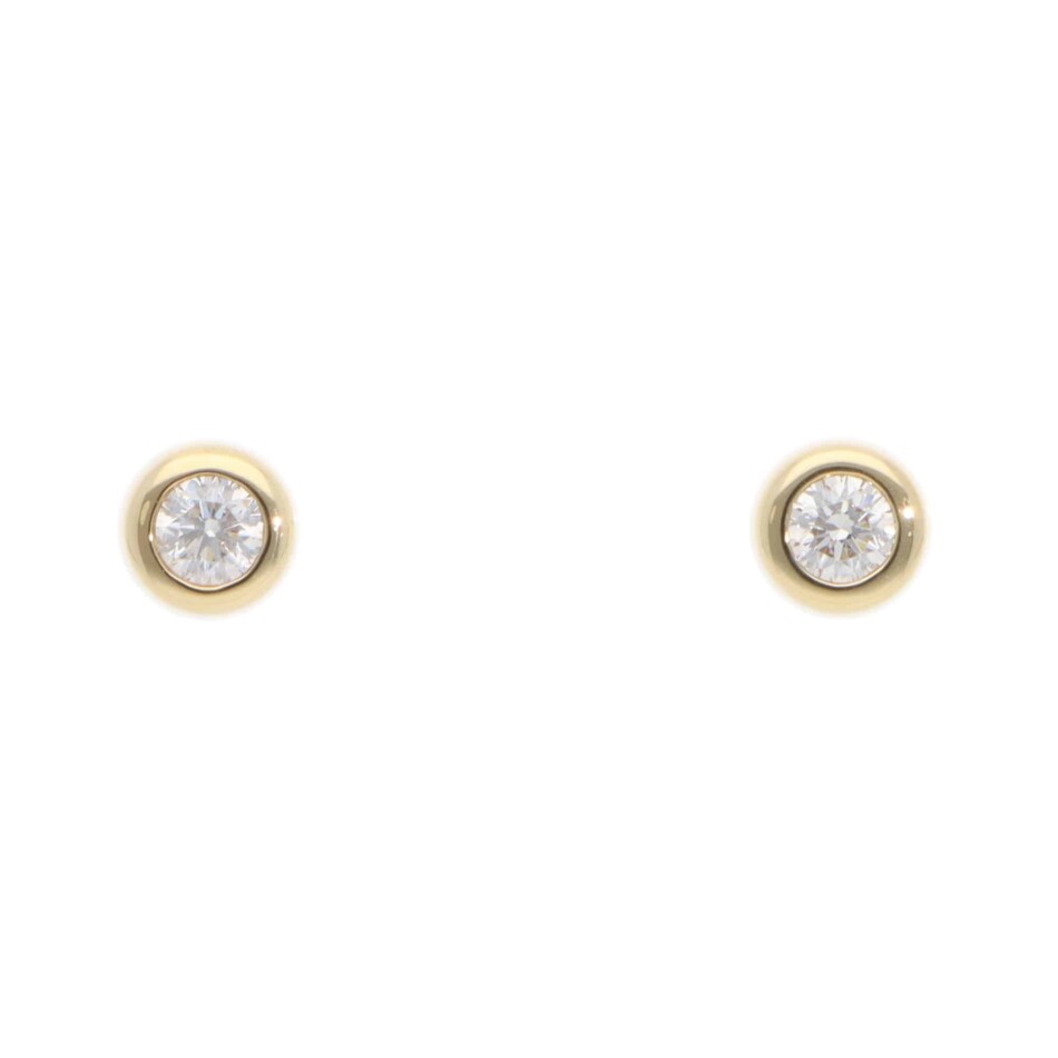Contemporary Diamond Stud Earrings in Yellow Gold