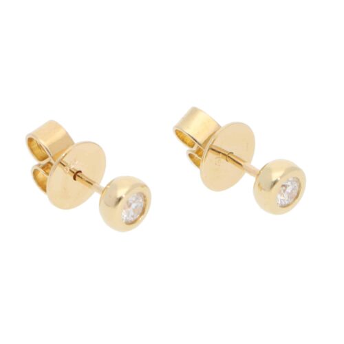 Contemporary Diamond Stud Earrings in Yellow Gold
