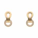 Vintage Cartier Agrafe Diamond Stud Earrings in Yellow Gold