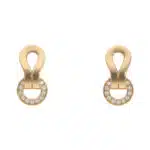 Vintage Cartier Agrafe Diamond Stud Earrings in Yellow Gold