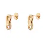 Vintage Cartier Agrafe Diamond Stud Earrings in Yellow Gold
