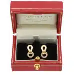 Vintage Cartier Agrafe Diamond Stud Earrings in Yellow Gold