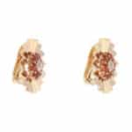 Vintage Hessonite Garnet and Diamond Floral Clip Earrings