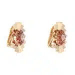 Vintage Hessonite Garnet and Diamond Floral Clip Earrings