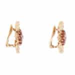 Vintage Hessonite Garnet and Diamond Floral Clip Earrings