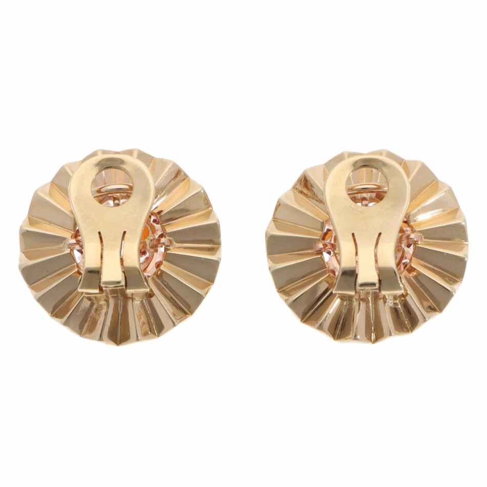 Vintage Hessonite Garnet and Diamond Floral Clip Earrings