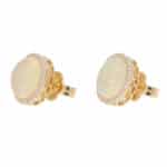 Contemporary Opal and Diamond Stud Earrings in Yellow Gold