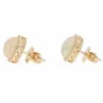 Contemporary Opal and Diamond Stud Earrings in Yellow Gold