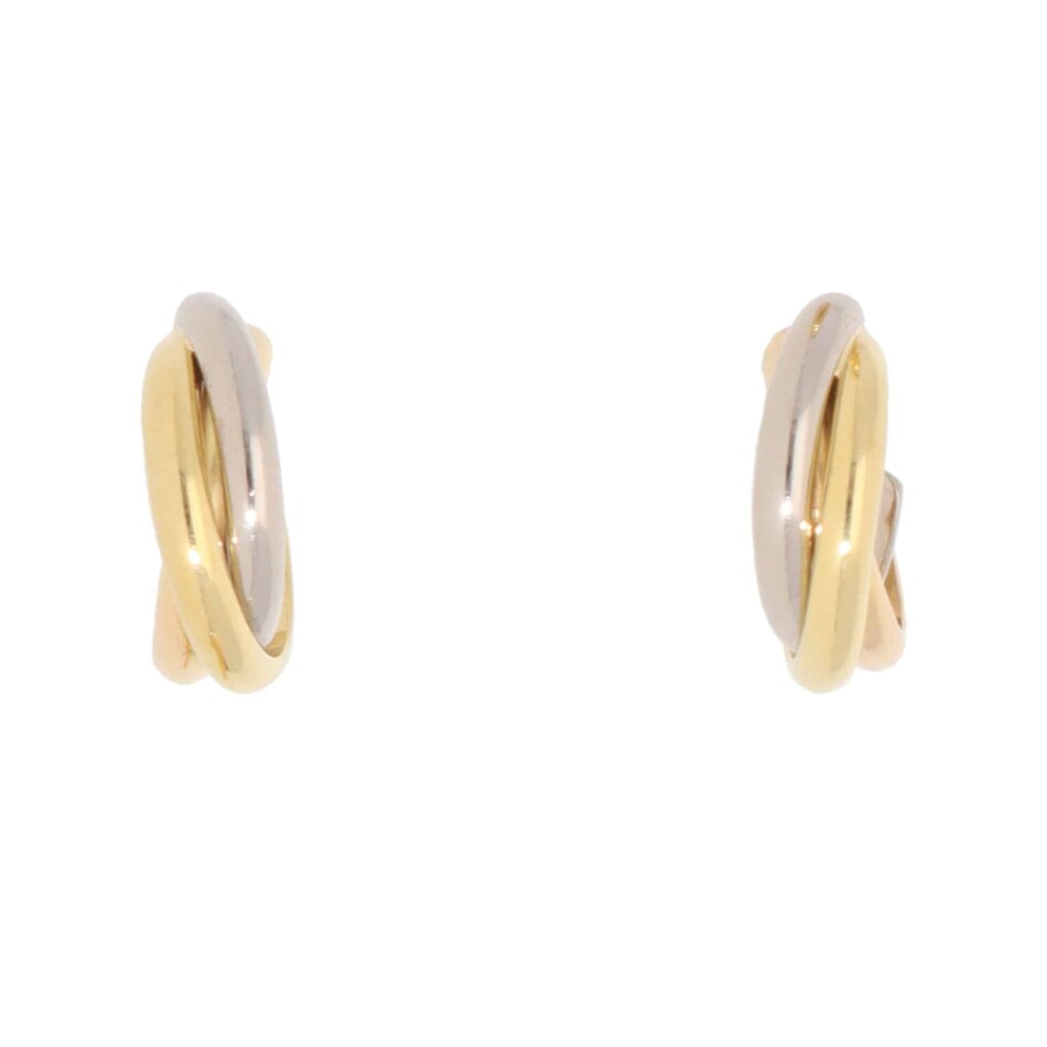 Vintage Cartier Trinity Mini Hoop Stud Earrings in Gold