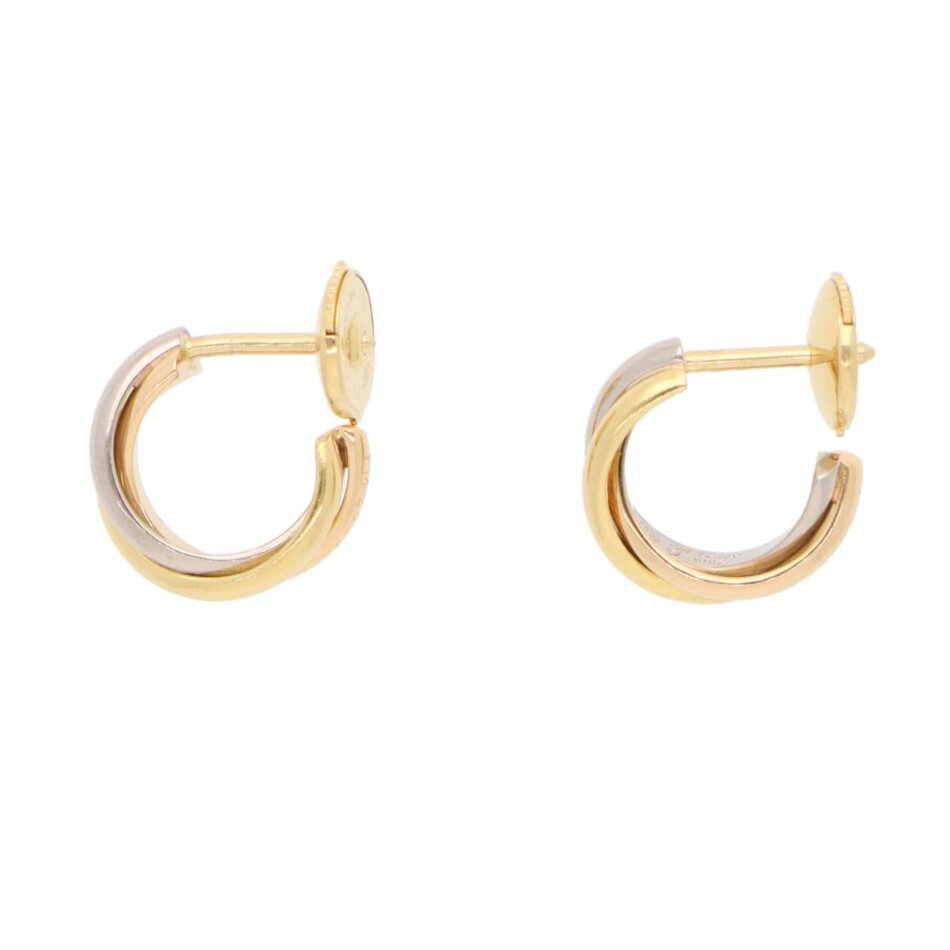 Vintage Cartier Trinity Mini Hoop Stud Earrings in Gold