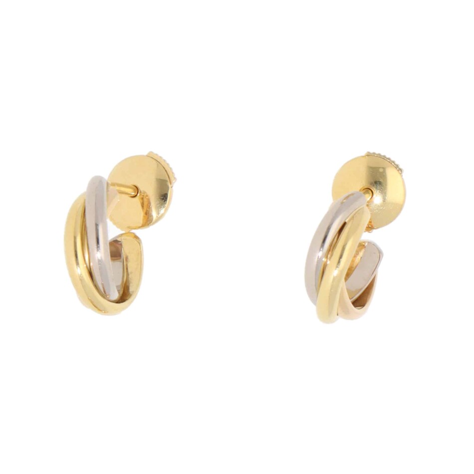Vintage Cartier Trinity Mini Hoop Stud Earrings in Gold
