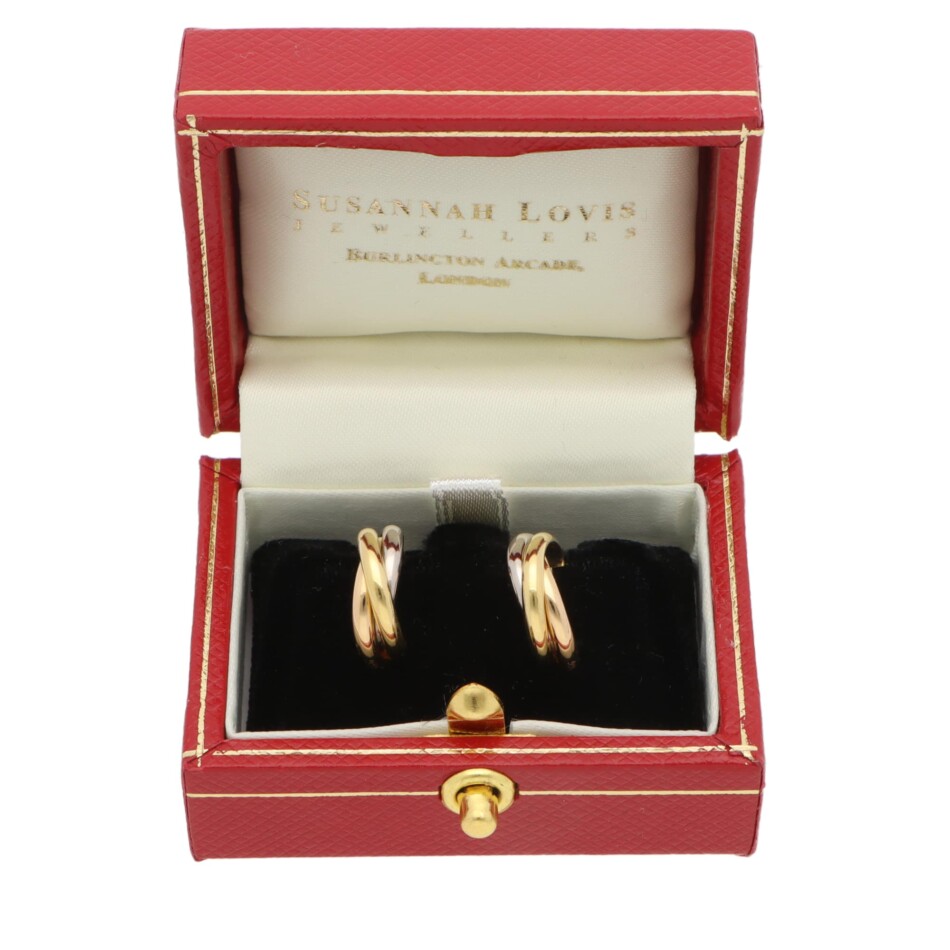 Vintage Cartier Trinity Mini Hoop Stud Earrings in Gold
