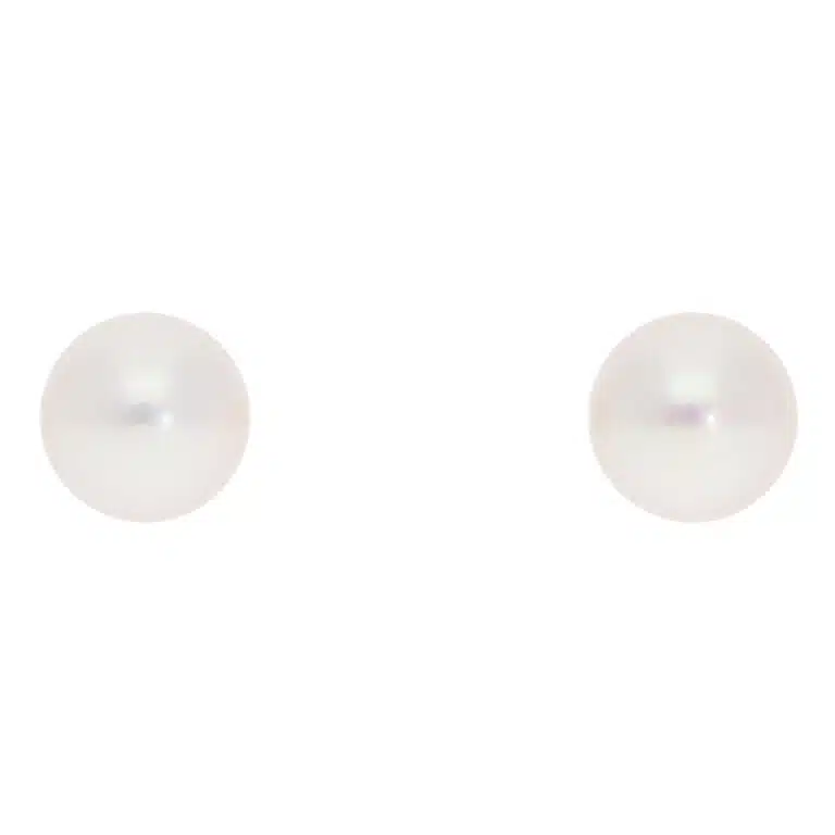 Contemporary 8mm Akoya Pearl Stud Earrings in Yellow Gold
