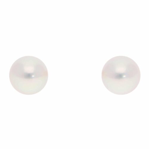 Contemporary 8.5mm Akoya Pearl Stud Earrings in Yellow Gold