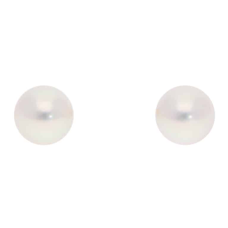 Contemporary 8.5mm Akoya Pearl Stud Earrings in Yellow Gold