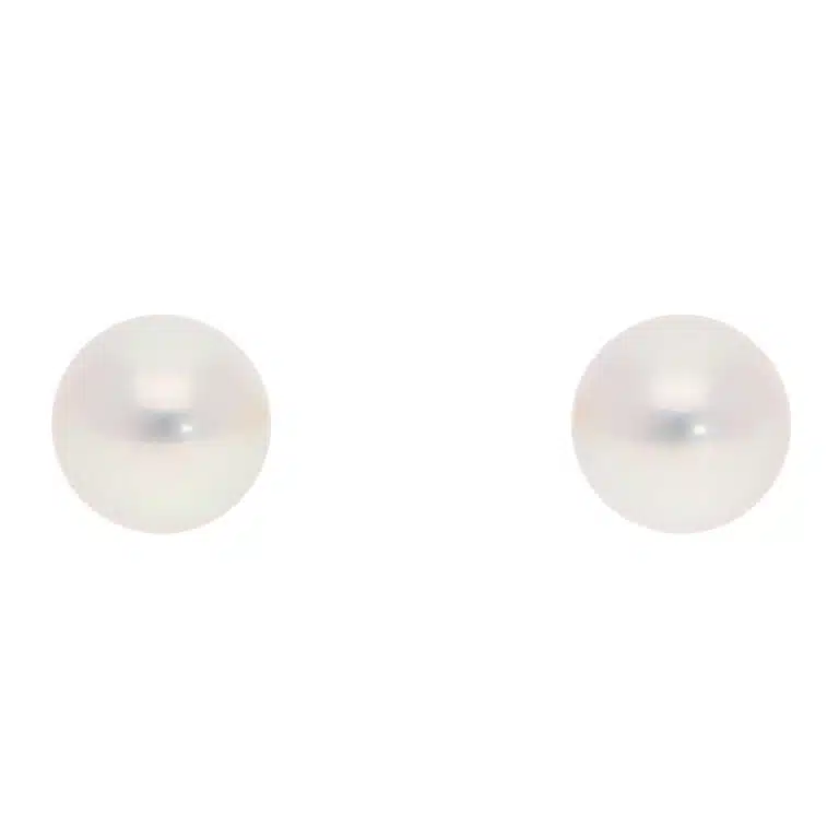 Contemporary 8.5mm Akoya Pearl Stud Earrings in Yellow Gold