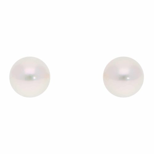 Contemporary 8.5mm Akoya Pearl Stud Earrings in Yellow Gold