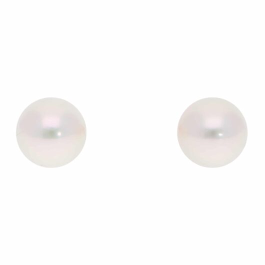 Contemporary 8.5mm Akoya Pearl Stud Earrings in Yellow Gold