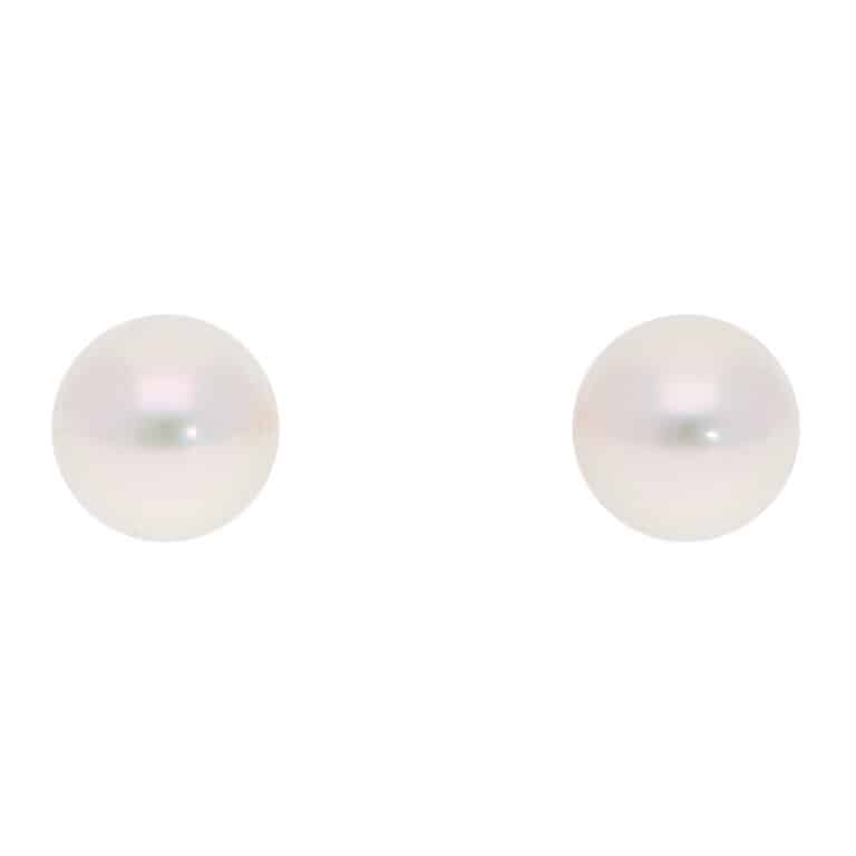 Contemporary 8.5mm Akoya Pearl Stud Earrings in Yellow Gold
