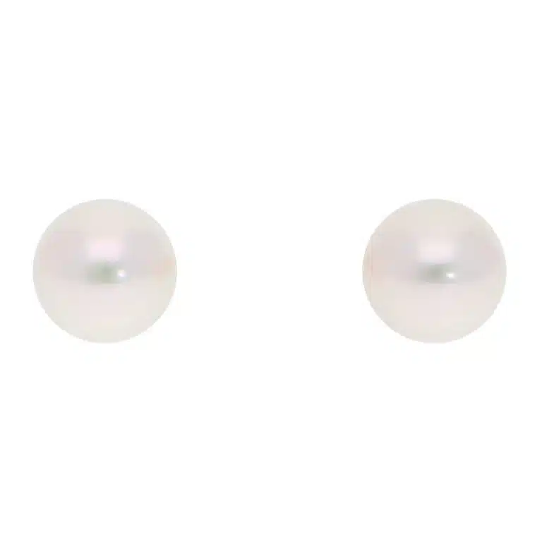 Contemporary 8.5mm Akoya Pearl Stud Earrings in Yellow Gold