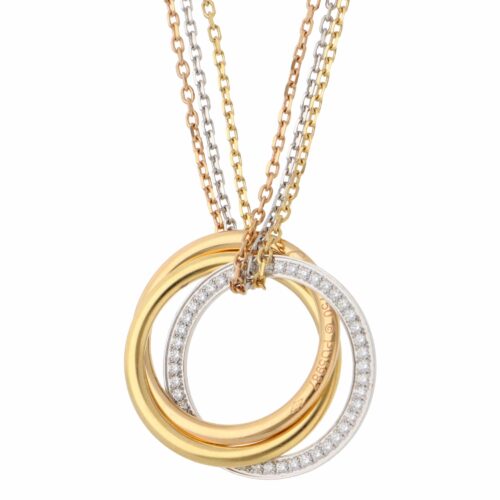 Vintage Cartier Trinity Diamond Necklace in Gold