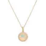 Contemporary Opal and Diamond Pendant Necklace in Yellow Gold