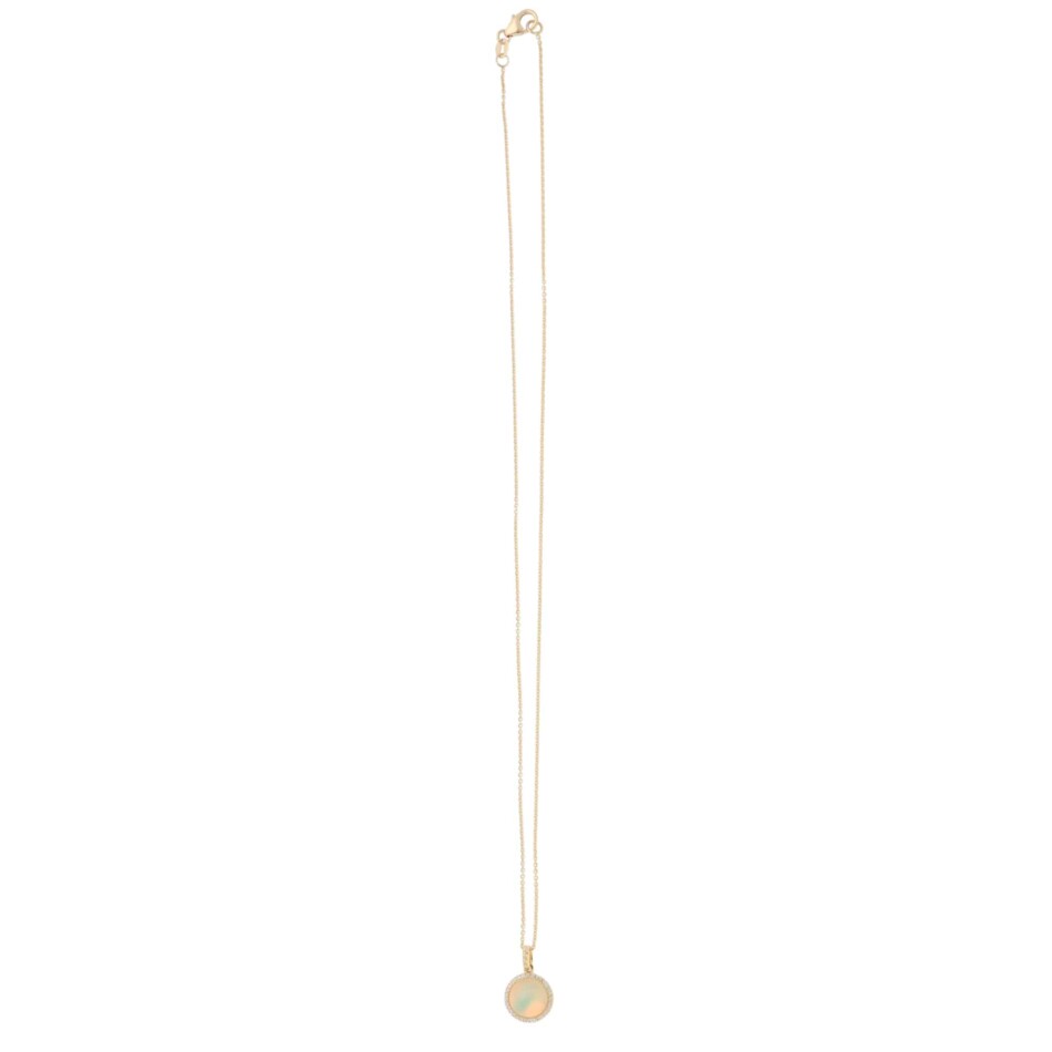 Contemporary Opal and Diamond Pendant Necklace in Yellow Gold
