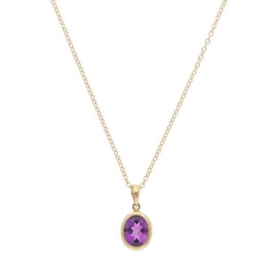 Contemporary Amethyst Pendant Necklace in Yellow Gold