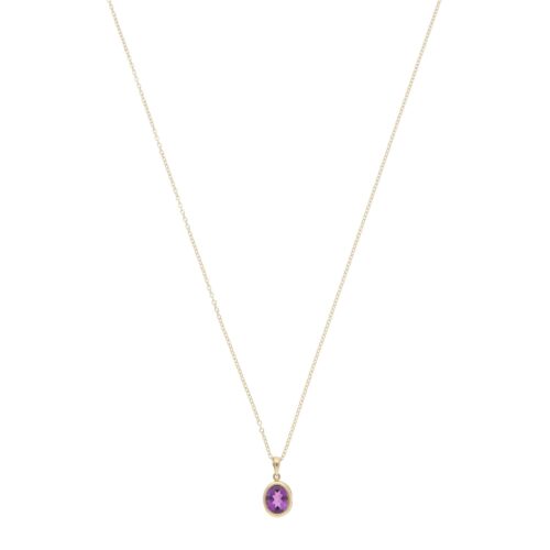 Contemporary Amethyst Pendant Necklace in Yellow Gold