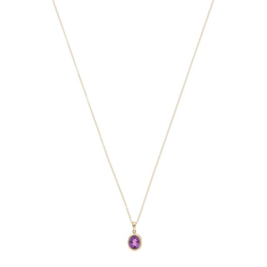 Contemporary Amethyst Pendant Necklace in Yellow Gold