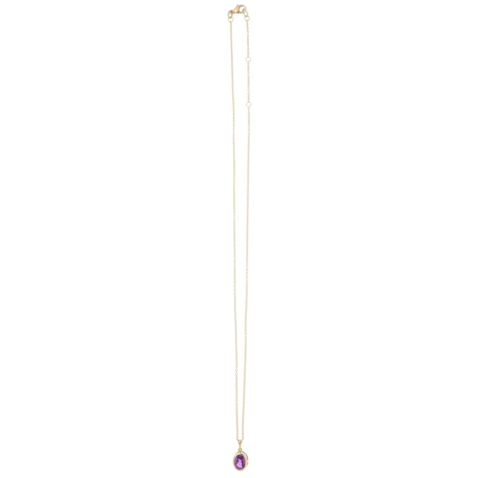 Contemporary Amethyst Pendant Necklace in Yellow Gold