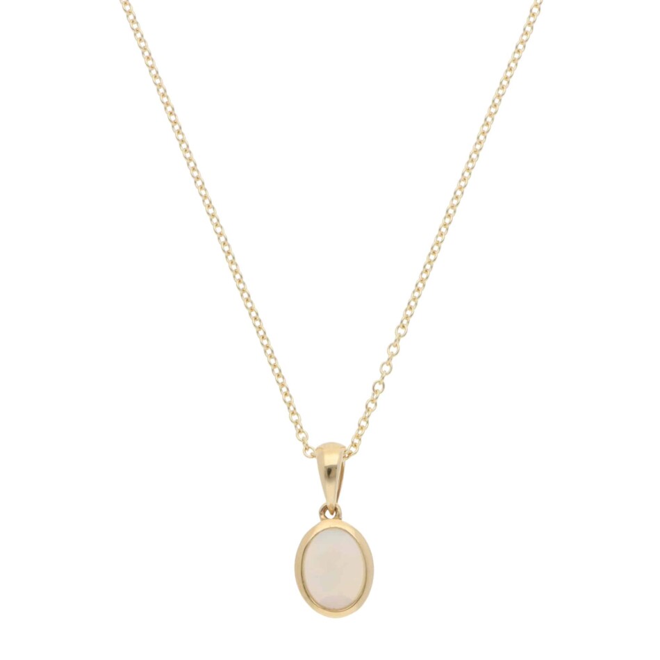 Contemporary Opal Pendant Necklace in Yellow Gold