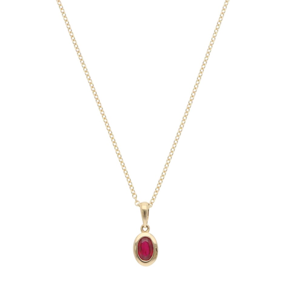 Contemporary Ruby Pendant Necklace in Yellow Gold