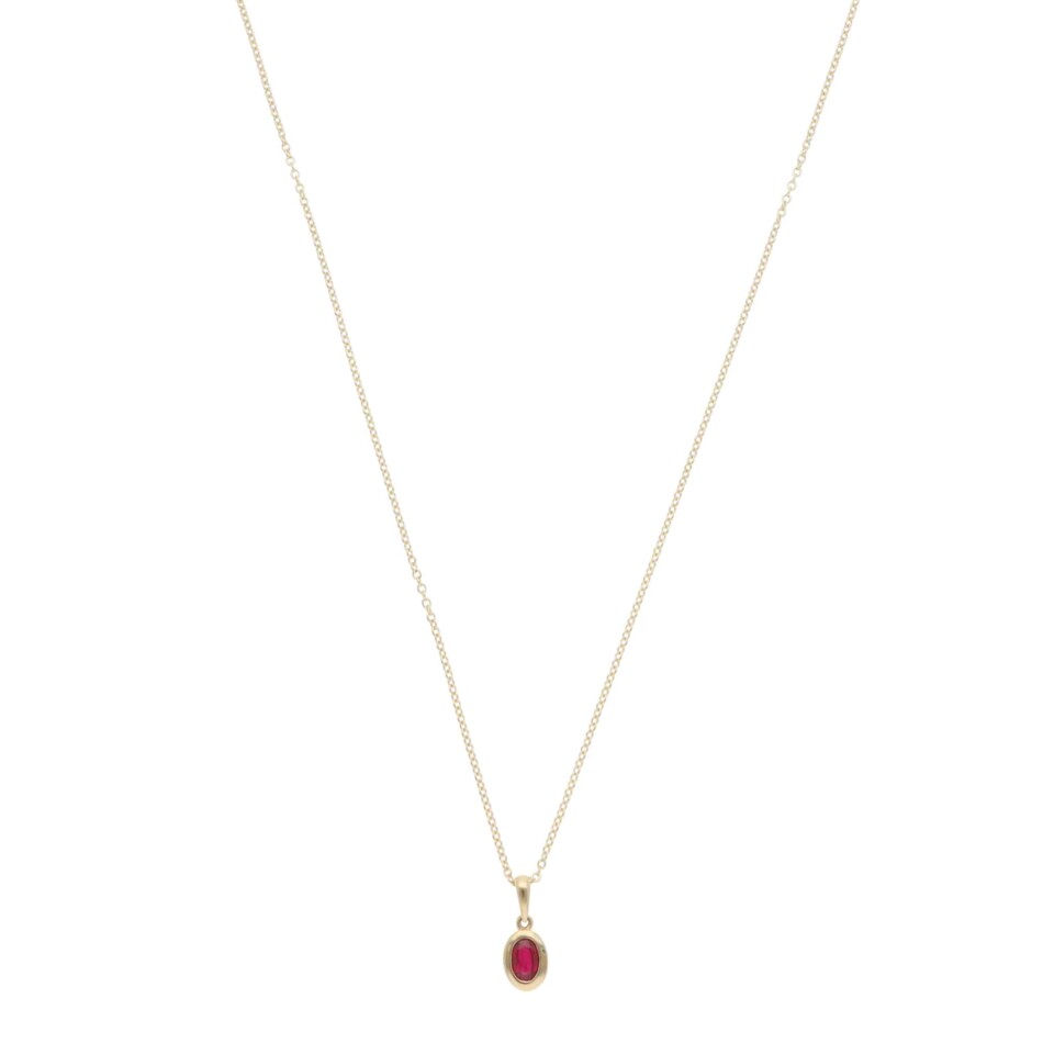 Contemporary Ruby Pendant Necklace in Yellow Gold