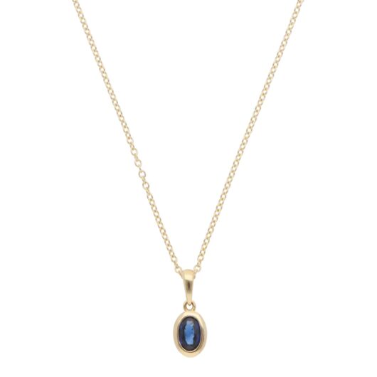 Contemporary Sapphire Pendant Necklace in Yellow Gold