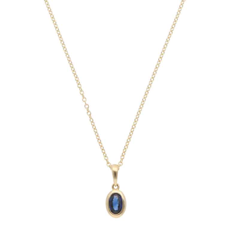 Contemporary Sapphire Pendant Necklace in Yellow Gold