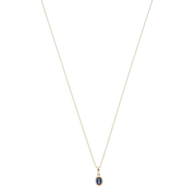 Contemporary Sapphire Pendant Necklace in Yellow Gold
