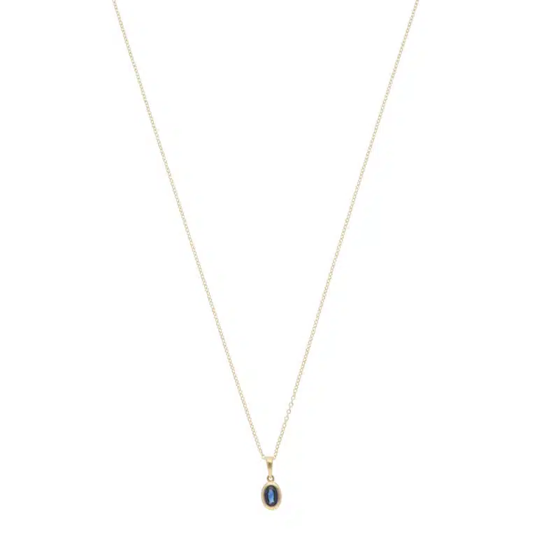Contemporary Sapphire Pendant Necklace in Yellow Gold