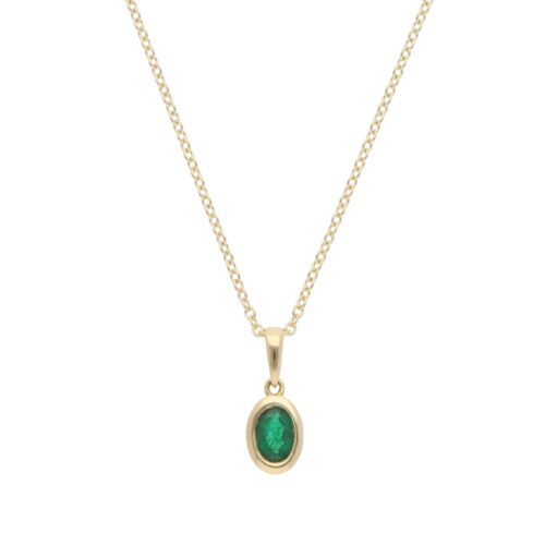 Contemporary Emerald Pendant Necklace in Yellow Gold