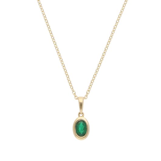 Contemporary Emerald Pendant Necklace in Yellow Gold