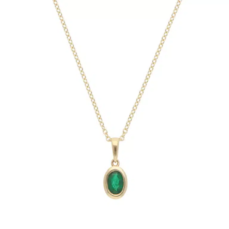 Contemporary Emerald Pendant Necklace in Yellow Gold