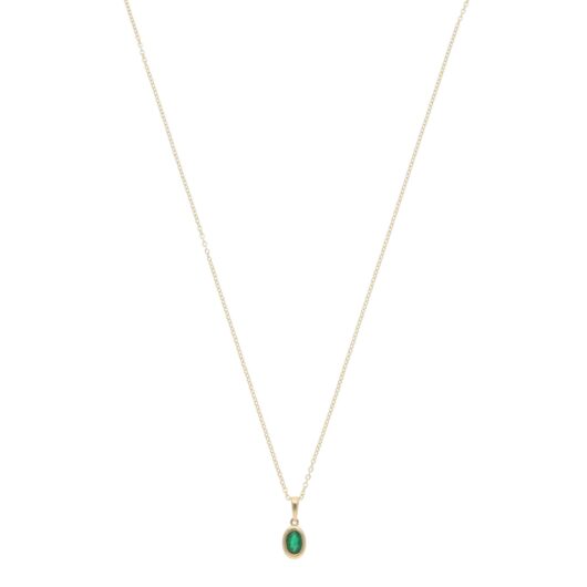 Contemporary Emerald Pendant Necklace in Yellow Gold