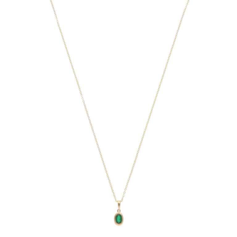 Contemporary Emerald Pendant Necklace in Yellow Gold