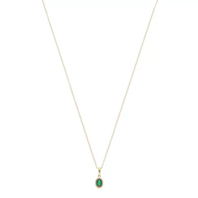 Contemporary Emerald Pendant Necklace in Yellow Gold